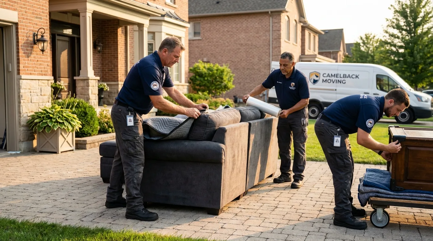 Large estate moving crew wrapping furniture in Tompkinsville, KY