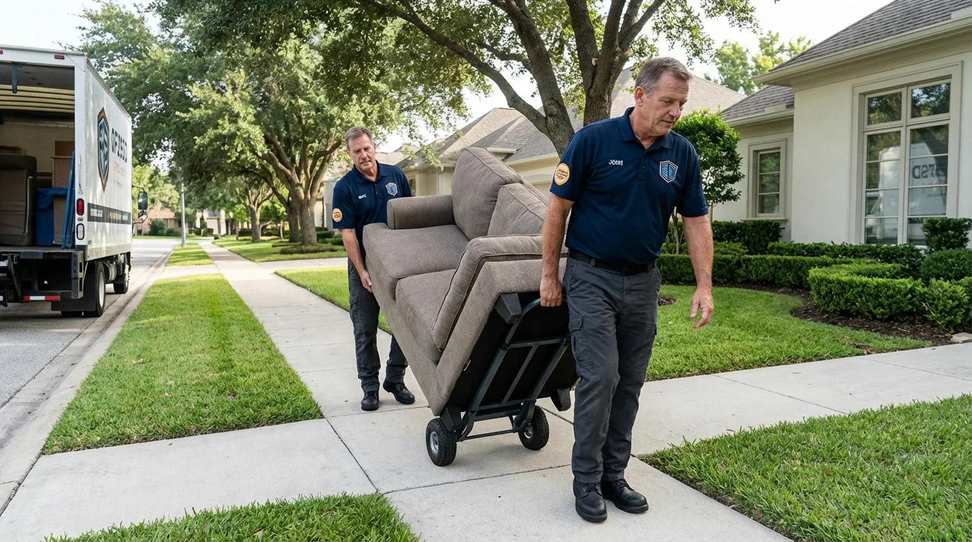 Local residential moving crew loading furniture in Tompkinsville, KY